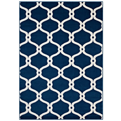 Modway Outlet Beltara Chain Link Transitional Trellis 5x8 Area Rug by Modway  Living Room Rugs Moroccan Blue and Ivory - R-1129B-58