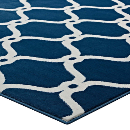 Modway Outlet Beltara Chain Link Transitional Trellis 5x8 Area Rug by Modway  Living Room Rugs Moroccan Blue and Ivory - R-1129B-58