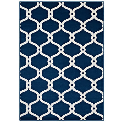 Modway Outlet Beltara Chain Link Transitional Trellis 8x10 Area Rug by Modway  Living Room Rugs Moroccan Blue and Ivory - R-1129B-810