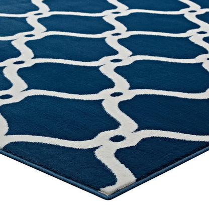 Modway Outlet Beltara Chain Link Transitional Trellis 8x10 Area Rug by Modway  Living Room Rugs Moroccan Blue and Ivory - R-1129B-810