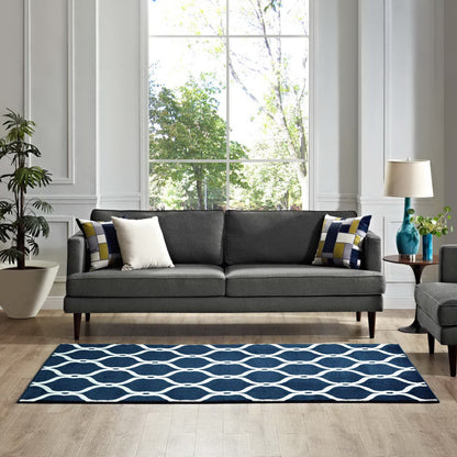 Modway Outlet Beltara Chain Link Transitional Trellis 8x10 Area Rug by Modway  Living Room Rugs Moroccan Blue and Ivory - R-1129B-810
