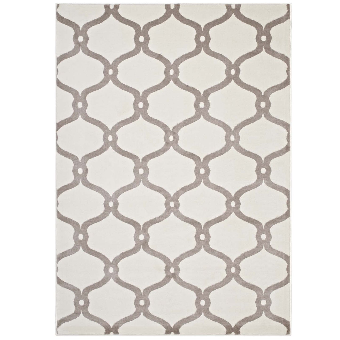 Modway Outlet Beltara Chain Link Transitional Trellis 5x8 Area Rug by Modway  Living Room Rugs Beige and Ivory - R-1129C-58