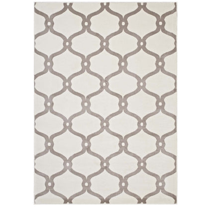 Modway Outlet Beltara Chain Link Transitional Trellis 5x8 Area Rug by Modway  Living Room Rugs Beige and Ivory - R-1129C-58
