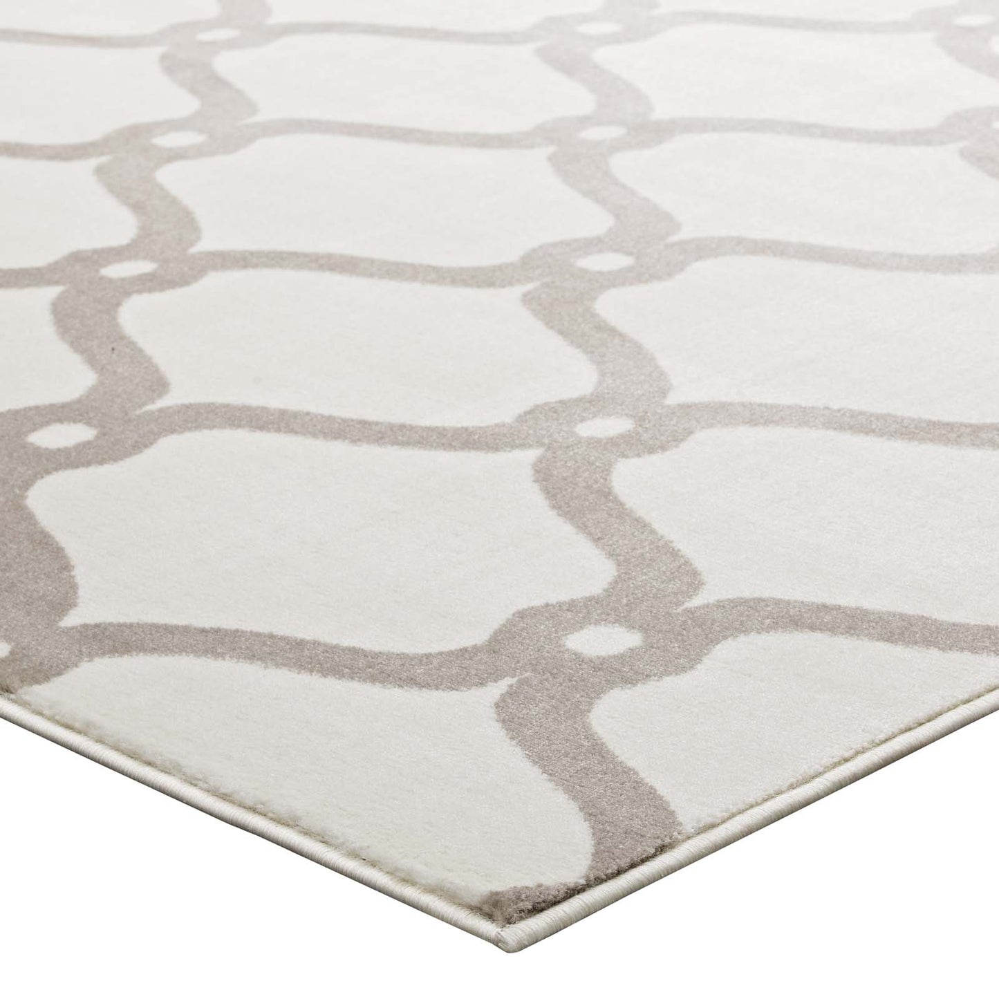 Modway Outlet Beltara Chain Link Transitional Trellis 8x10 Area Rug by Modway  Living Room Rugs Beige and Ivory - R-1129C-810