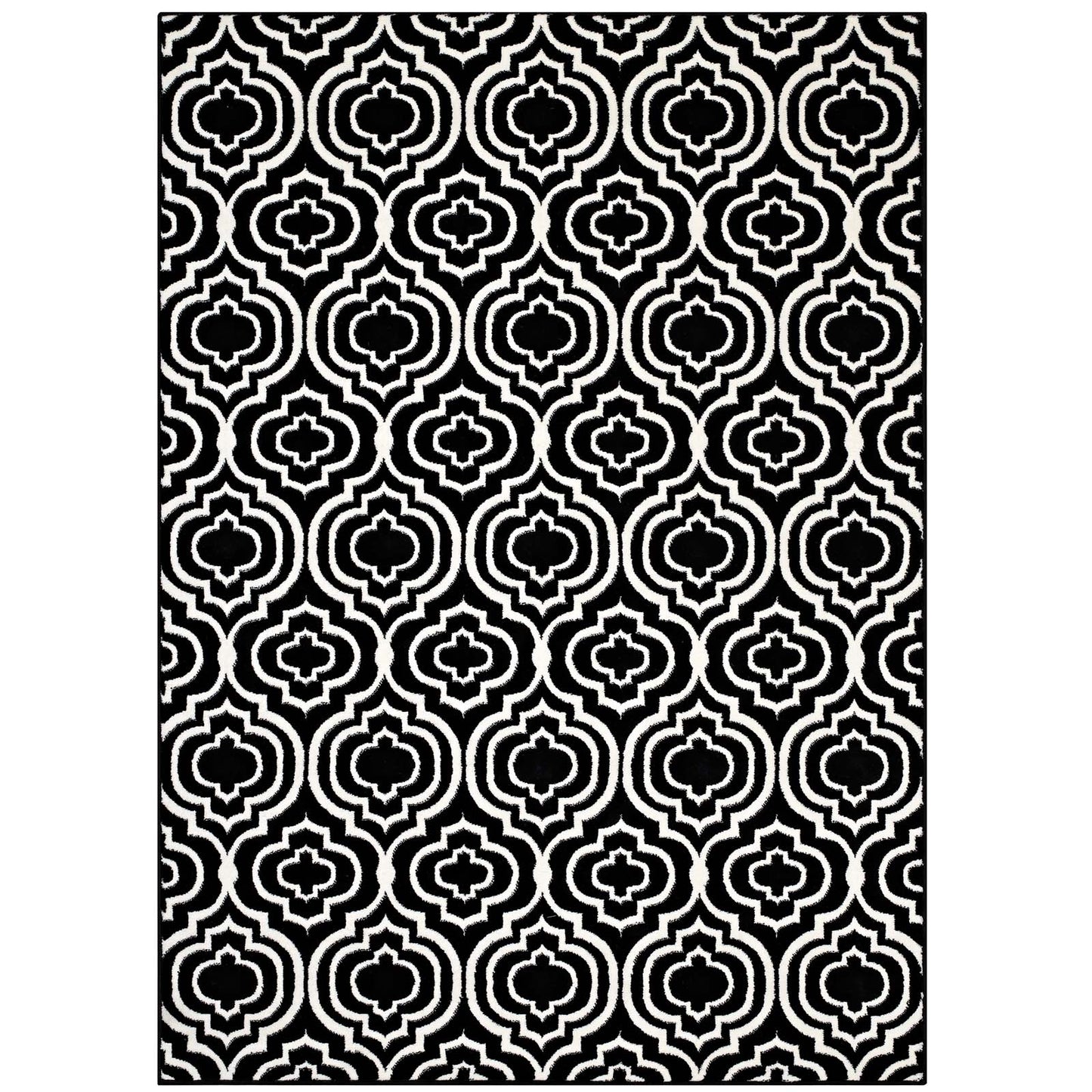 Modway Outlet Frame Transitional Moroccan Trellis 5x8 Area Rug by Modway  Living Room Rugs Black and White - R-1130A-58