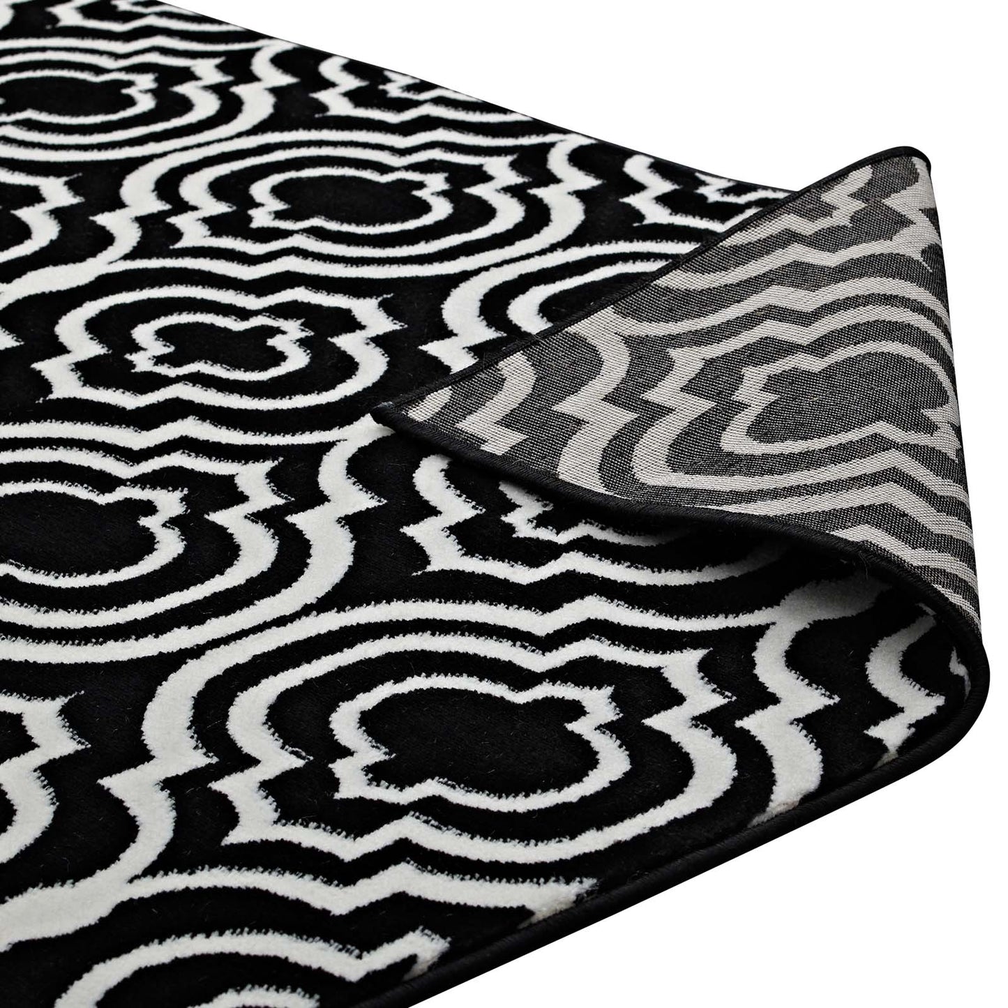 Modway Outlet Frame Transitional Moroccan Trellis 5x8 Area Rug by Modway  Living Room Rugs Black and White - R-1130A-58