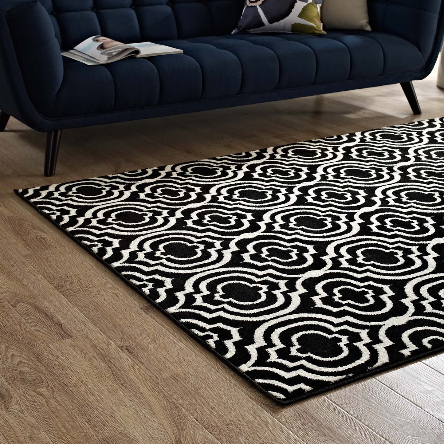 Modway Outlet Frame Transitional Moroccan Trellis 8x10 Area Rug by Modway  Living Room Rugs Black and White - R-1130A-810