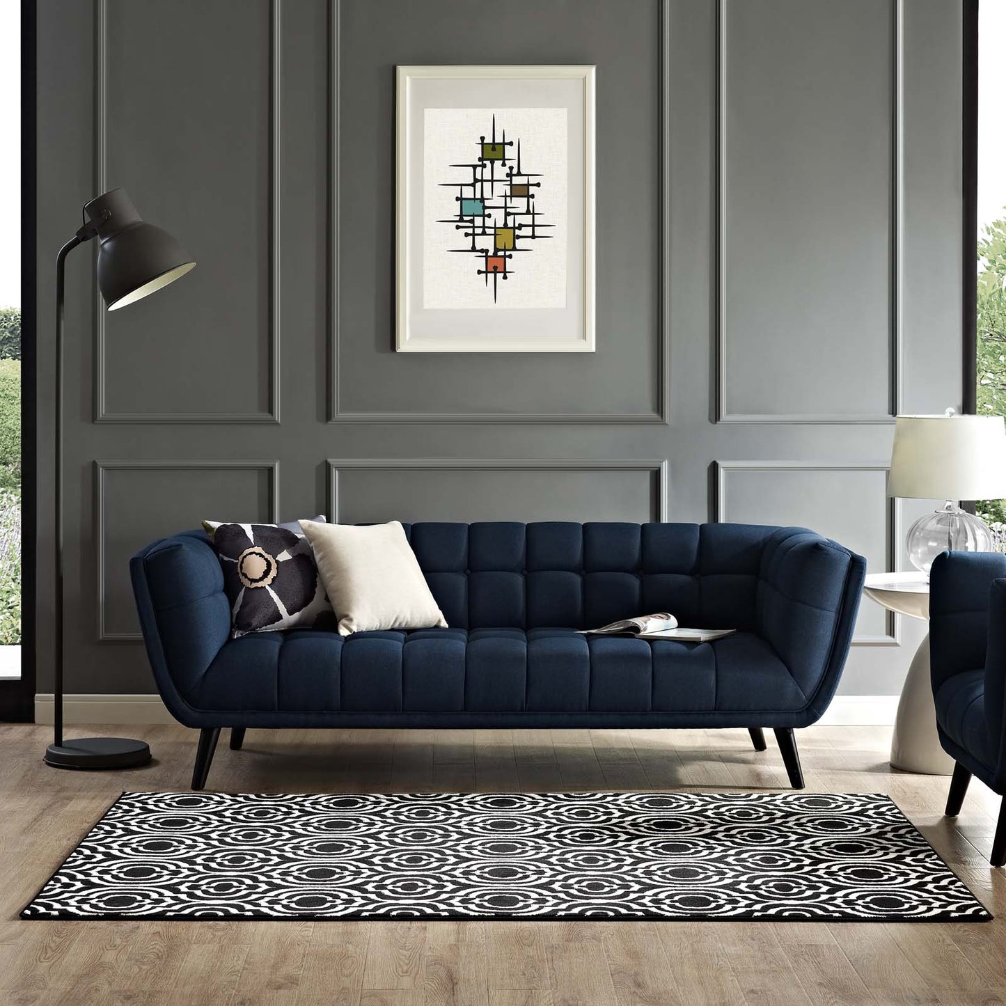 Modway Outlet Frame Transitional Moroccan Trellis 8x10 Area Rug by Modway  Living Room Rugs Black and White - R-1130A-810