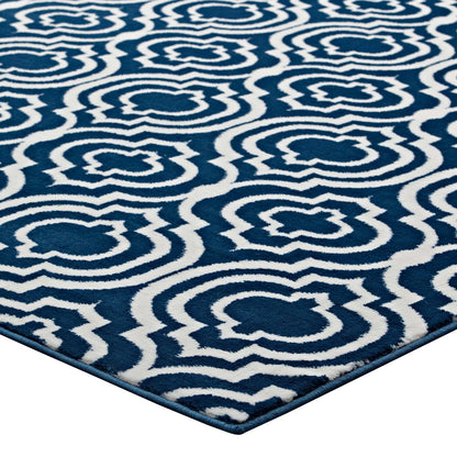 Modway Outlet Frame Transitional Moroccan Trellis 5x8 Area Rug by Modway  Living Room Rugs Morcoccan Blue and Ivory - R-1130C-58