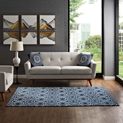 Modway Outlet Frame Transitional Moroccan Trellis 5x8 Area Rug by Modway  Living Room Rugs Morcoccan Blue and Ivory - R-1130C-58