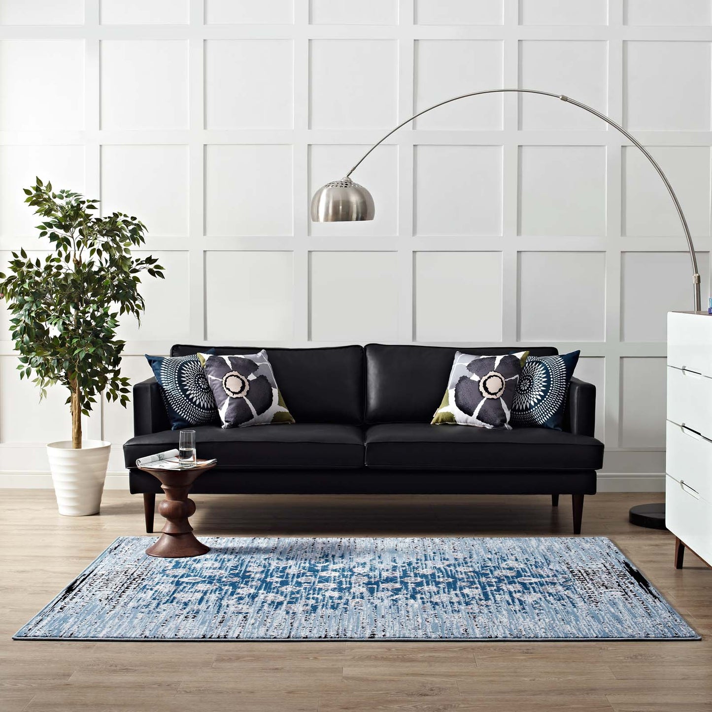 Modway Outlet Chiara Distressed Floral Lattice Contemporary 8x10 Area Rug by Modway  Living Room Rugs Moroccan Blue - R-1131A-810