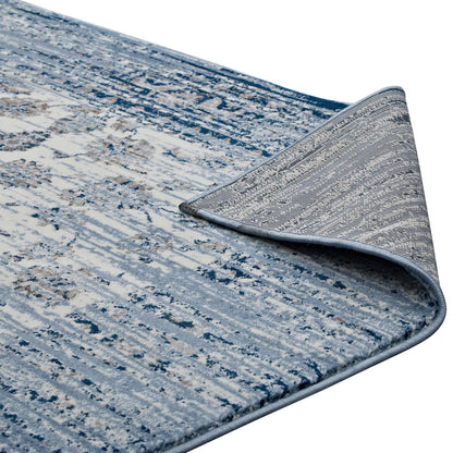 Modway Outlet Chiara Distressed Floral Lattice Contemporary 5x8 Area Rug by Modway  Living Room Rugs Moroccan Blue and Ivory - R-1131B-58