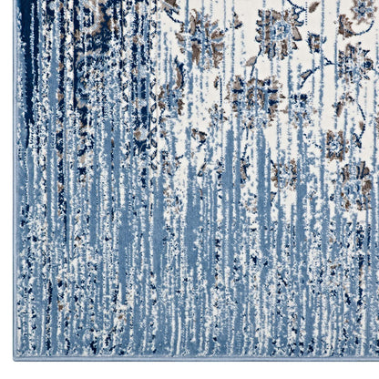 Modway Outlet Chiara Distressed Floral Lattice Contemporary 8x10 Area Rug by Modway  Living Room Rugs Moroccan Blue and Ivory - R-1131B-810