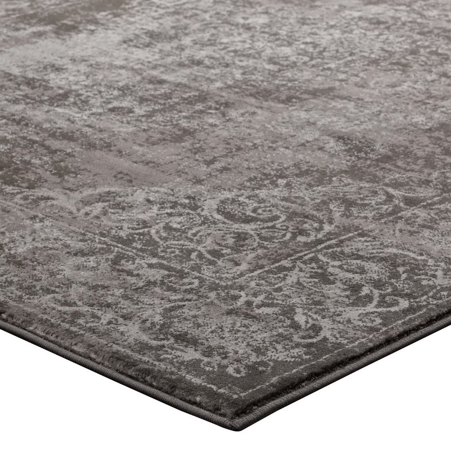 Modway Outlet Gamela Rustic Vintage Ornate Floral Medallion 5x8 Area Rug by Modway  Living Room Rugs Antique Light and Dark Brown - R-1132A-58