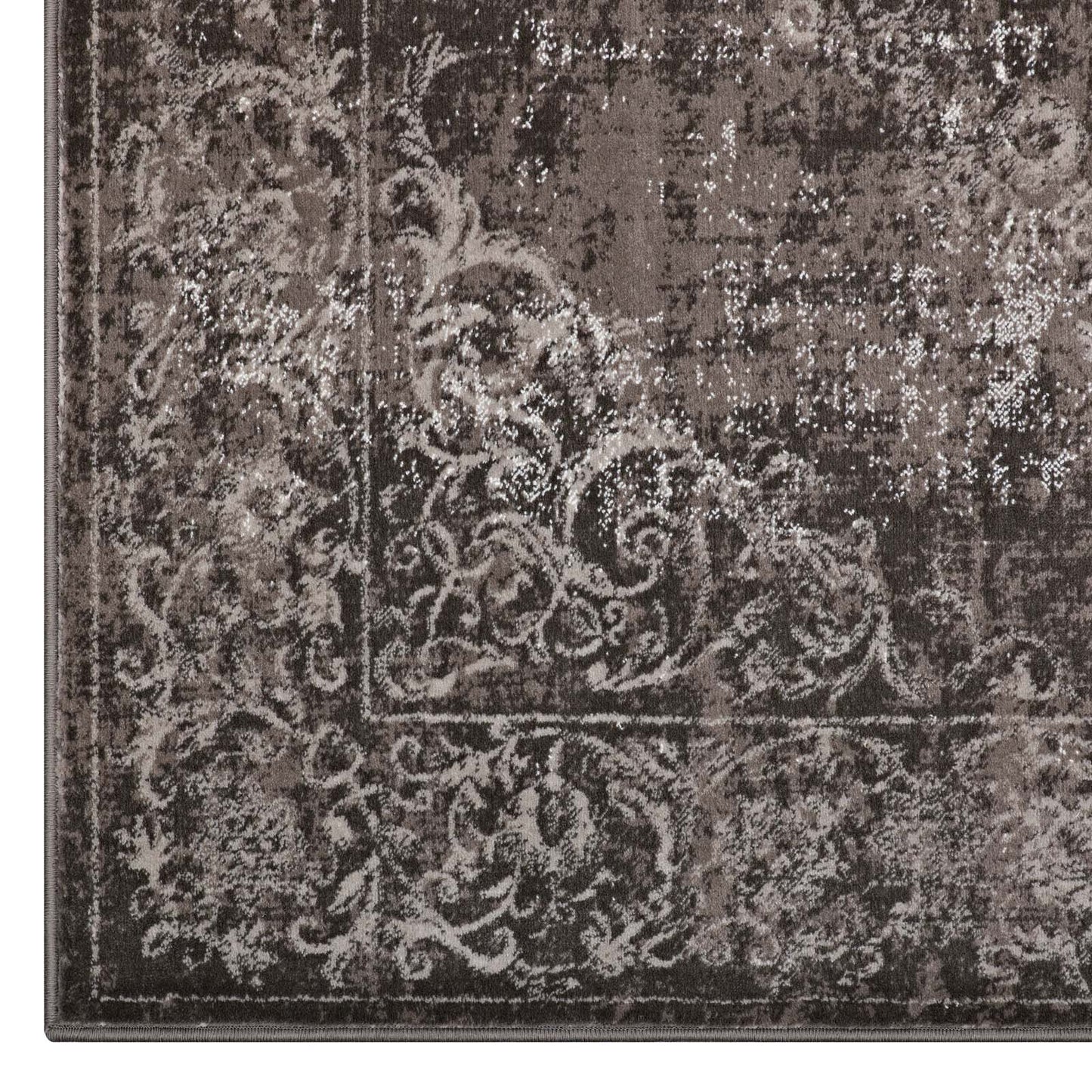 Modway Outlet Gamela Rustic Vintage Ornate Floral Medallion 8x10 Area Rug by Modway  Living Room Rugs Antique Light and Dark Brown - R-1132A-810