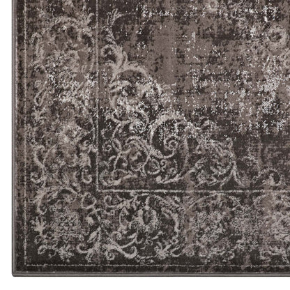 Modway Outlet Gamela Rustic Vintage Ornate Floral Medallion 8x10 Area Rug by Modway  Living Room Rugs Antique Light and Dark Brown - R-1132A-810