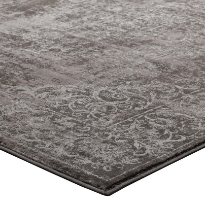 Modway Outlet Gamela Rustic Vintage Ornate Floral Medallion 8x10 Area Rug by Modway  Living Room Rugs Antique Light and Dark Brown - R-1132A-810