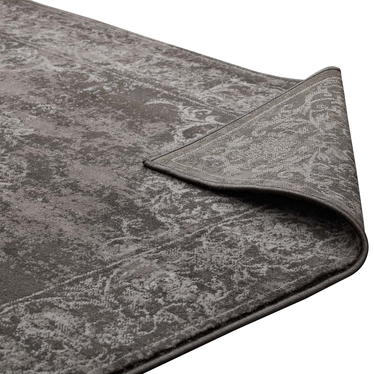 Modway Outlet Gamela Rustic Vintage Ornate Floral Medallion 8x10 Area Rug by Modway  Living Room Rugs Antique Light and Dark Brown - R-1132A-810