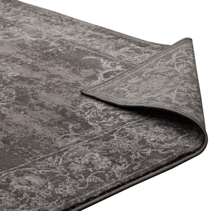 Modway Outlet Gamela Rustic Vintage Ornate Floral Medallion 8x10 Area Rug by Modway  Living Room Rugs Antique Light and Dark Brown - R-1132A-810