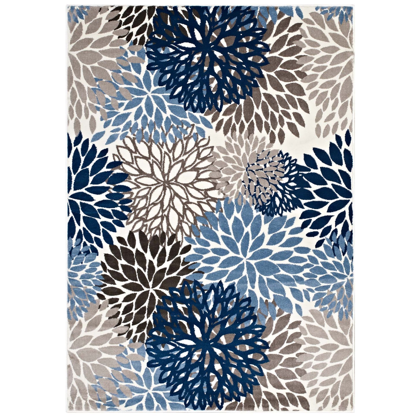 Modway Outlet Calithea Vintage Classic Abstract Floral 4x6 Area Rug by Modway  Living Room Rugs Blue Brown and Beige - R-1133A-46