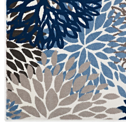 Modway Outlet Calithea Vintage Classic Abstract Floral 4x6 Area Rug by Modway  Living Room Rugs Blue Brown and Beige - R-1133A-46
