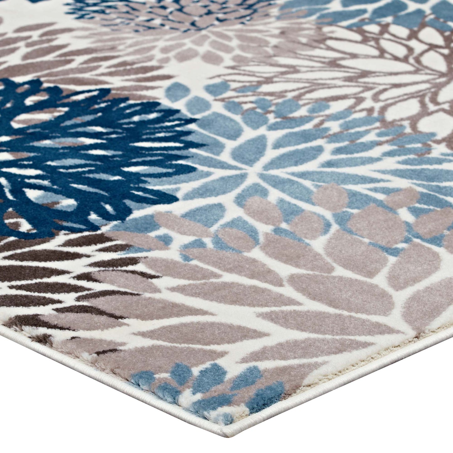 Modway Outlet Calithea Vintage Classic Abstract Floral 4x6 Area Rug by Modway  Living Room Rugs Blue Brown and Beige - R-1133A-46