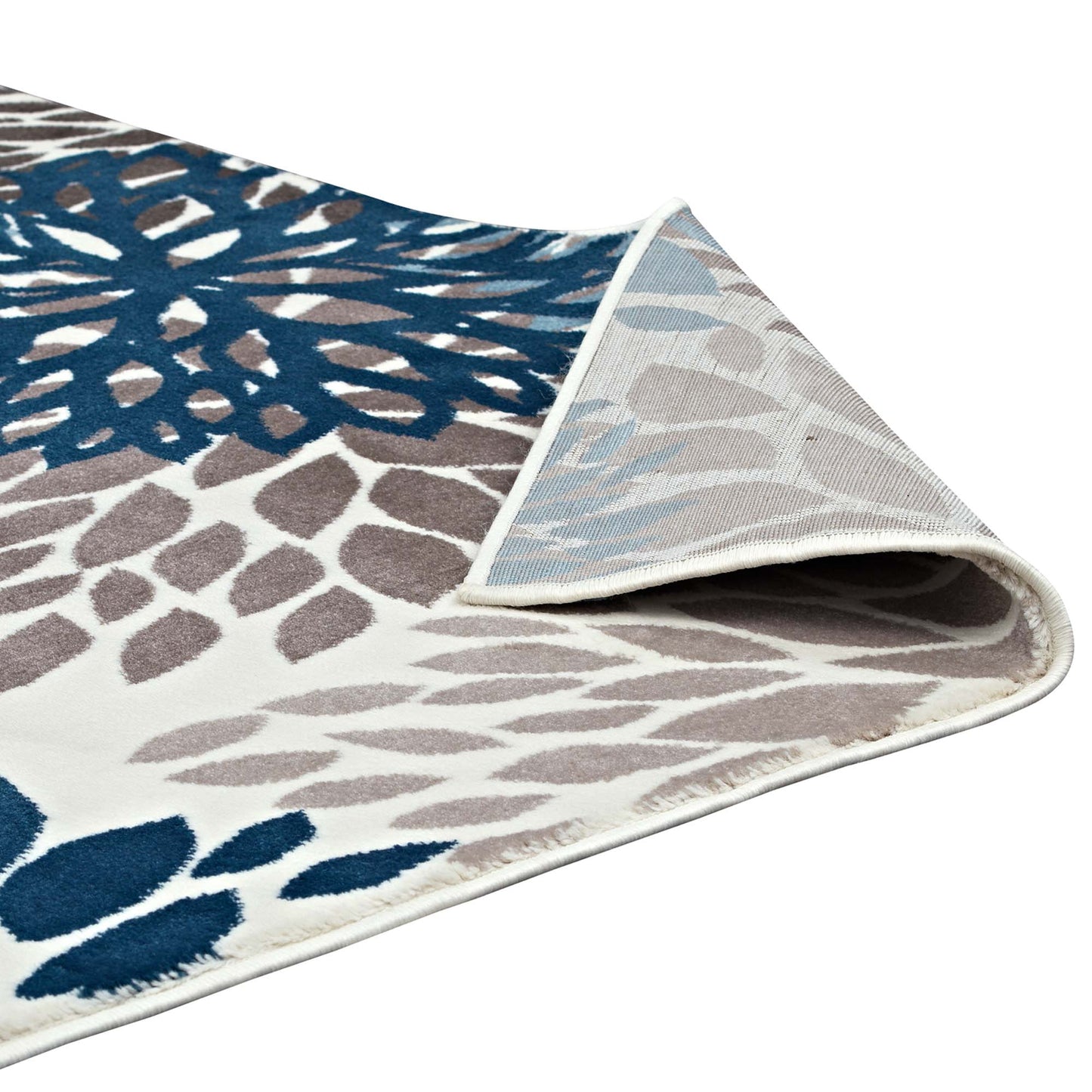 Modway Outlet Calithea Vintage Classic Abstract Floral 4x6 Area Rug by Modway  Living Room Rugs Blue Brown and Beige - R-1133A-46