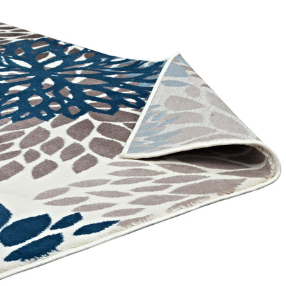 Modway Outlet Calithea Vintage Classic Abstract Floral 4x6 Area Rug by Modway  Living Room Rugs Blue Brown and Beige - R-1133A-46