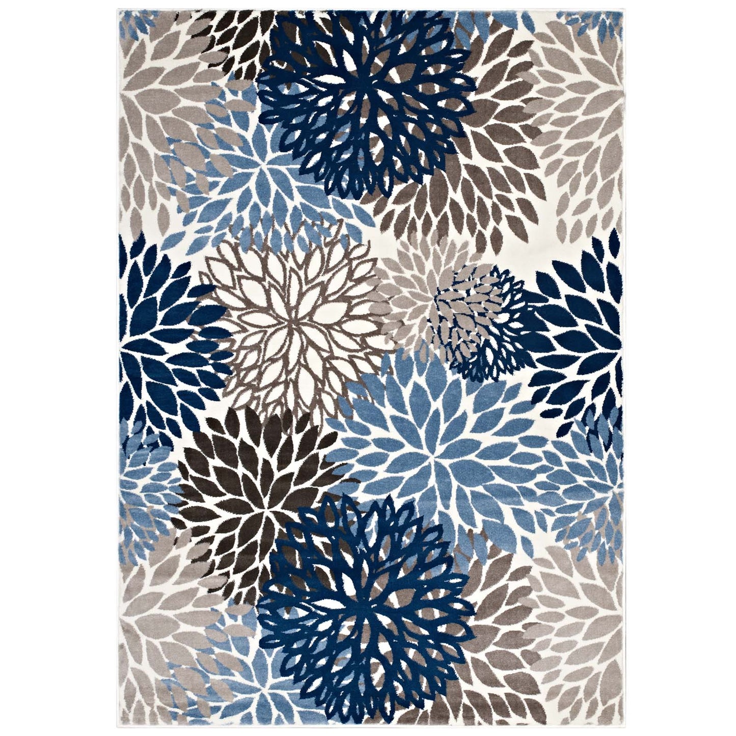 Modway Outlet Calithea Vintage Classic Abstract Floral 5x8 Area Rug by Modway  Living Room Rugs Blue Brown and Beige - R-1133A-58
