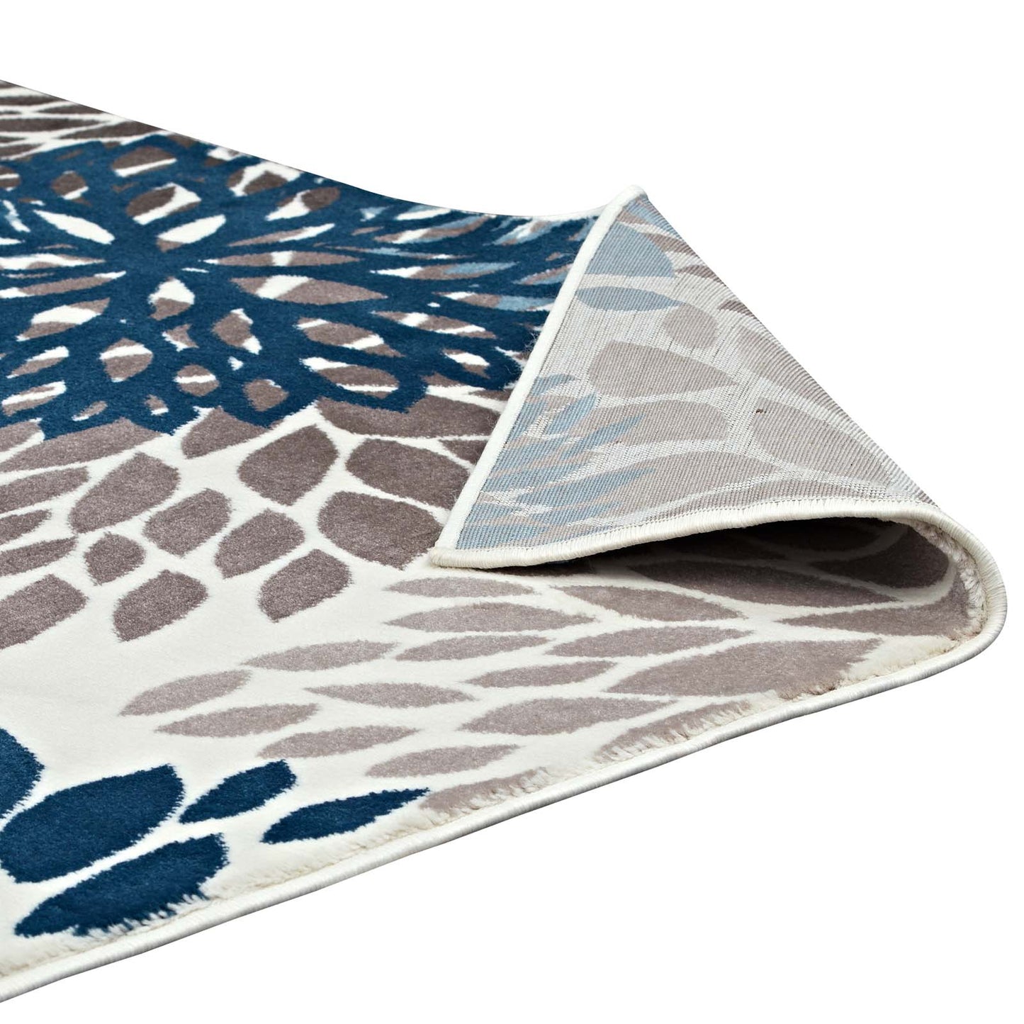 Modway Outlet Calithea Vintage Classic Abstract Floral 5x8 Area Rug by Modway  Living Room Rugs Blue Brown and Beige - R-1133A-58