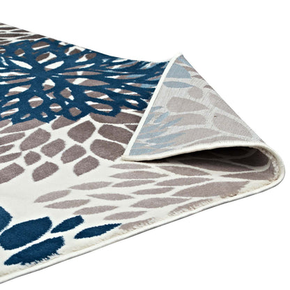 Modway Outlet Calithea Vintage Classic Abstract Floral 5x8 Area Rug by Modway  Living Room Rugs Blue Brown and Beige - R-1133A-58