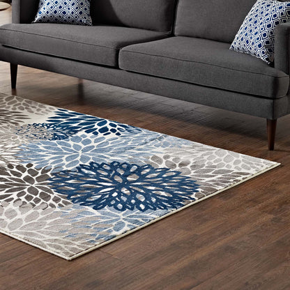 Modway Outlet Calithea Vintage Classic Abstract Floral 5x8 Area Rug by Modway  Living Room Rugs Blue Brown and Beige - R-1133A-58