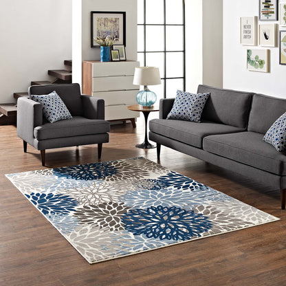 Modway Outlet Calithea Vintage Classic Abstract Floral 5x8 Area Rug by Modway  Living Room Rugs Blue Brown and Beige - R-1133A-58