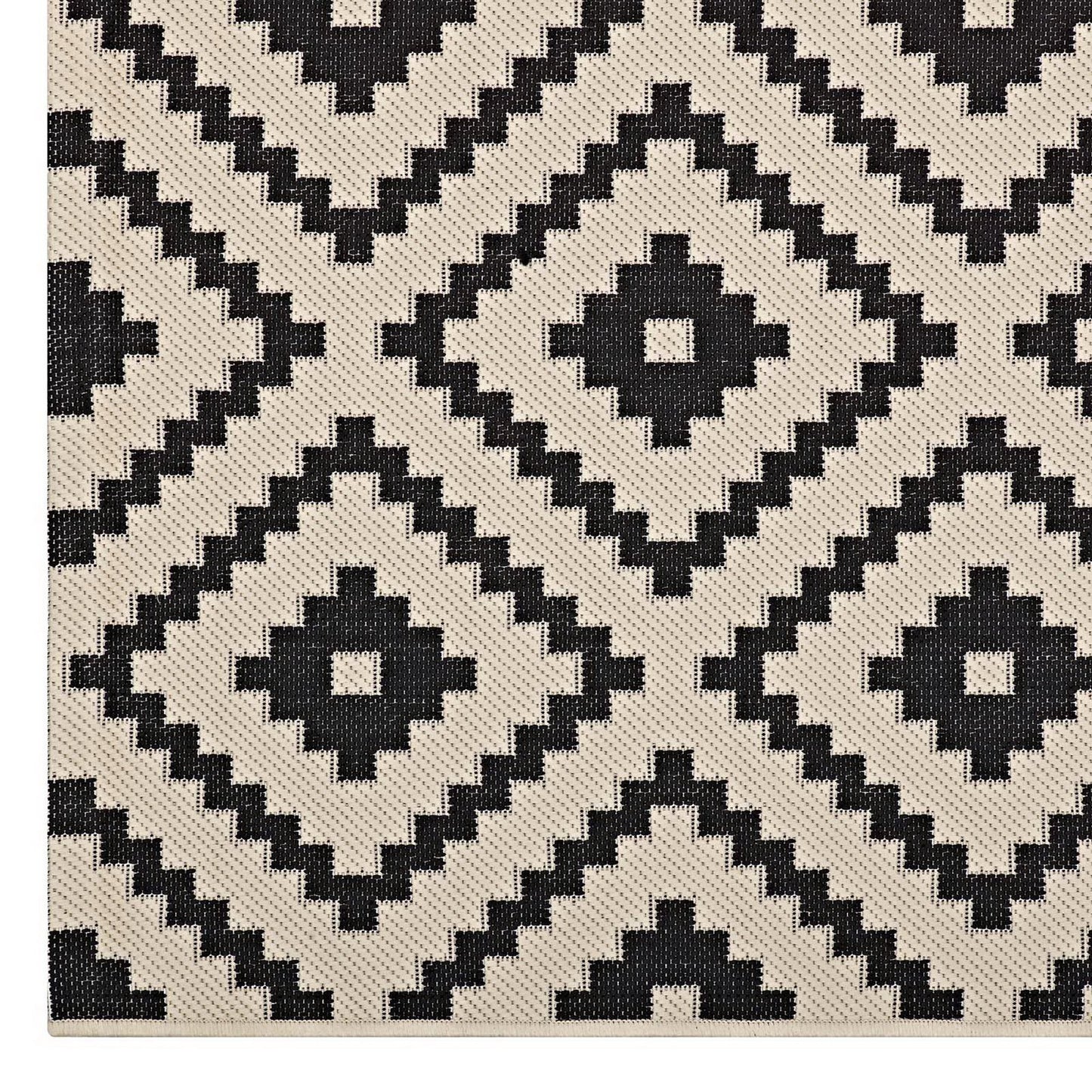 Modway Outlet Perplex Geometric Diamond Trellis Indoor and Outdoor 8x10 Area Rug by Modway  Living Room Rugs Black and Beige - R-1134A-810
