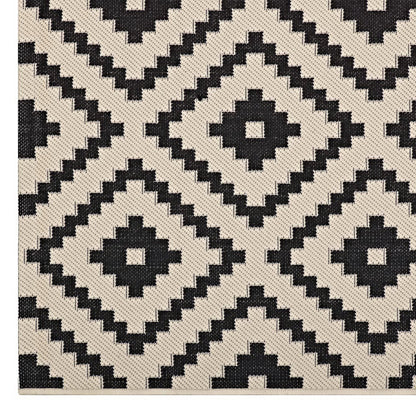 Modway Outlet Perplex Geometric Diamond Trellis Indoor and Outdoor 8x10 Area Rug by Modway  Living Room Rugs Black and Beige - R-1134A-810