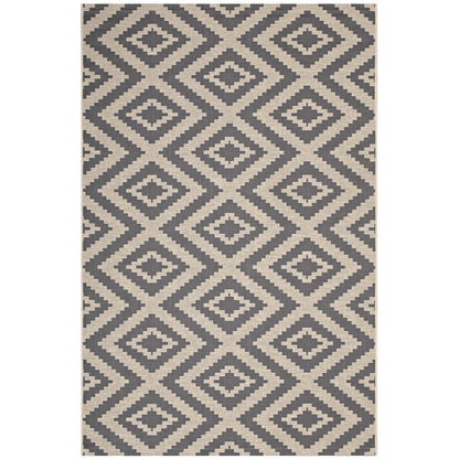 Modway Outlet Jagged Geometric Diamond Trellis Indoor and Outdoor 5x8 Area Rug by Modway  Living Room Rugs Gray and Beige - R-1135A-58