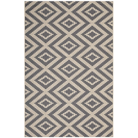 Modway Outlet Jagged Geometric Diamond Trellis Indoor and Outdoor 5x8 Area Rug by Modway  Living Room Rugs Gray and Beige - R-1135A-58
