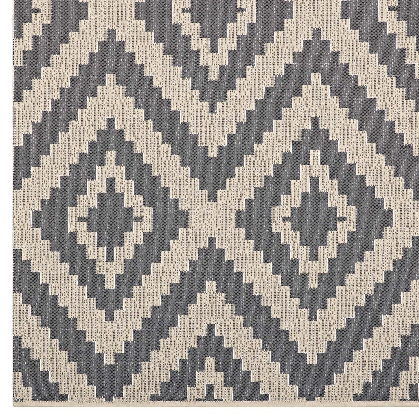 Modway Outlet Jagged Geometric Diamond Trellis Indoor and Outdoor 5x8 Area Rug by Modway  Living Room Rugs Gray and Beige - R-1135A-58