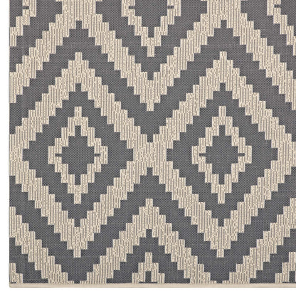 Modway Outlet Jagged Geometric Diamond Trellis Indoor and Outdoor 5x8 Area Rug by Modway  Living Room Rugs Gray and Beige - R-1135A-58