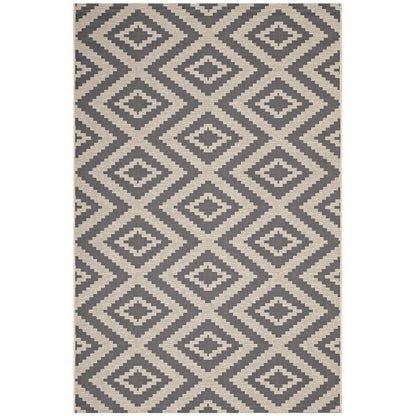 Modway Outlet Jagged Geometric Diamond Trellis Indoor and Outdoor 8x10 Area Rug by Modway  Living Room Rugs Gray and Beige - R-1135A-810
