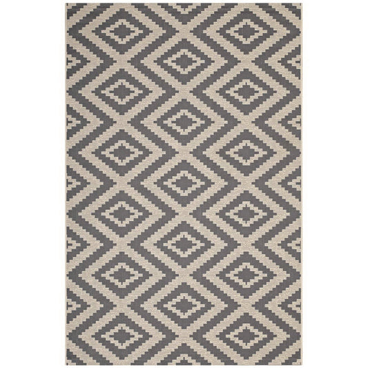 Modway Outlet Jagged Geometric Diamond Trellis Indoor and Outdoor 8x10 Area Rug by Modway  Living Room Rugs Gray and Beige - R-1135A-810