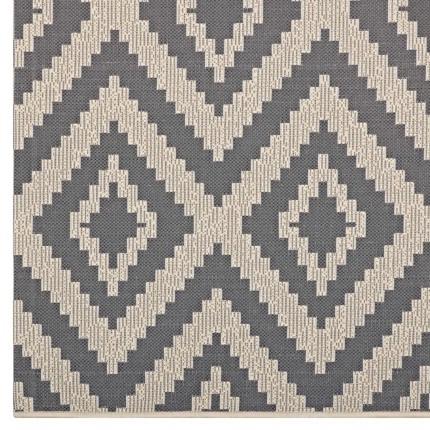 Modway Outlet Jagged Geometric Diamond Trellis Indoor and Outdoor 8x10 Area Rug by Modway  Living Room Rugs Gray and Beige - R-1135A-810