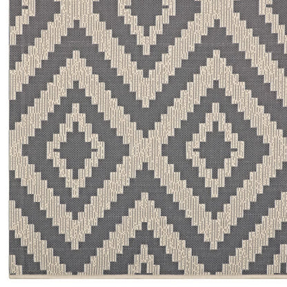 Modway Outlet Jagged Geometric Diamond Trellis Indoor and Outdoor 8x10 Area Rug by Modway  Living Room Rugs Gray and Beige - R-1135A-810