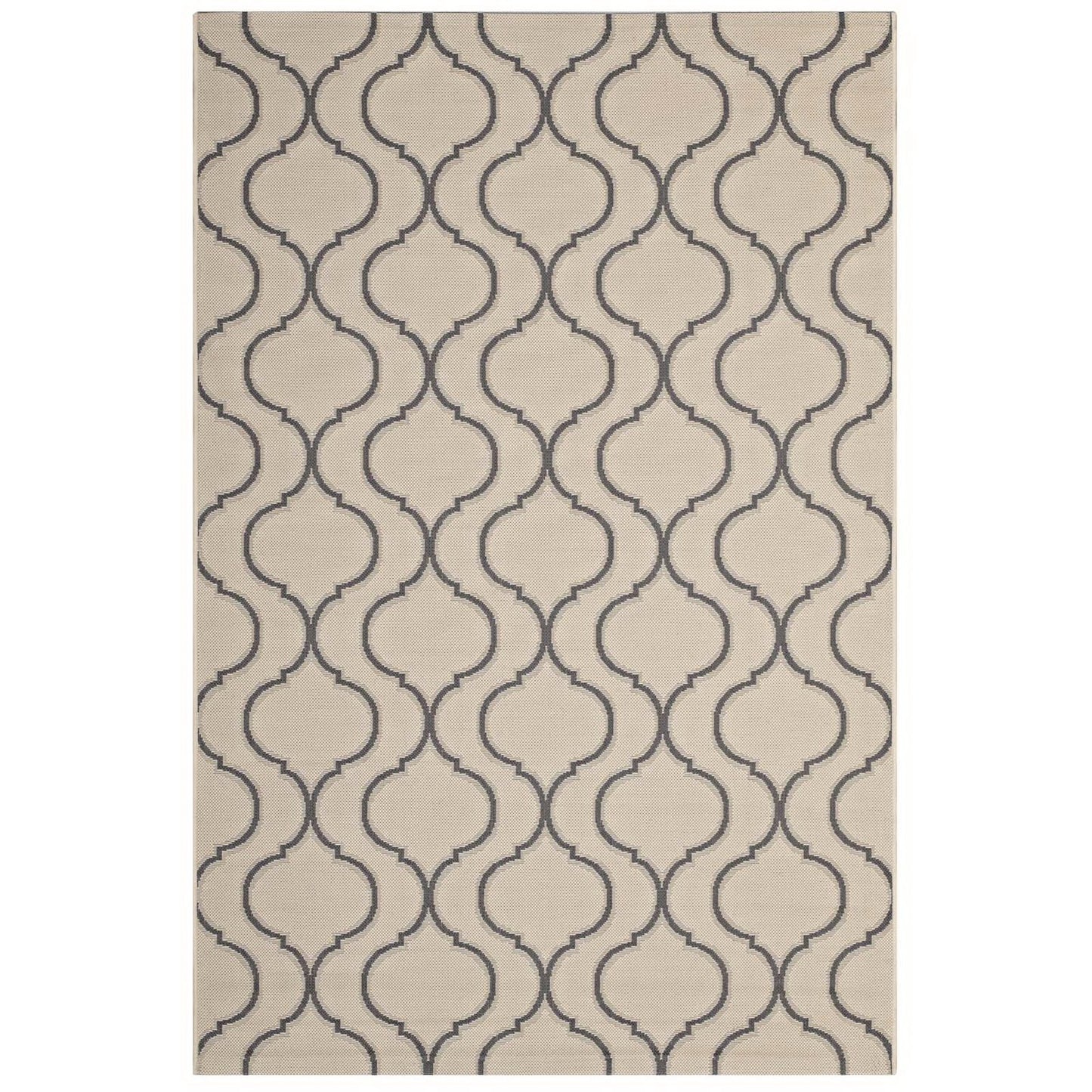 Modway Outlet Linza Wave Abstract Trellis Indoor and Outdoor 5x8 Area Rug by Modway  Living Room Rugs Beige and Gray - R-1136A-58