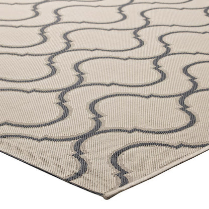 Modway Outlet Linza Wave Abstract Trellis Indoor and Outdoor 5x8 Area Rug by Modway  Living Room Rugs Beige and Gray - R-1136A-58