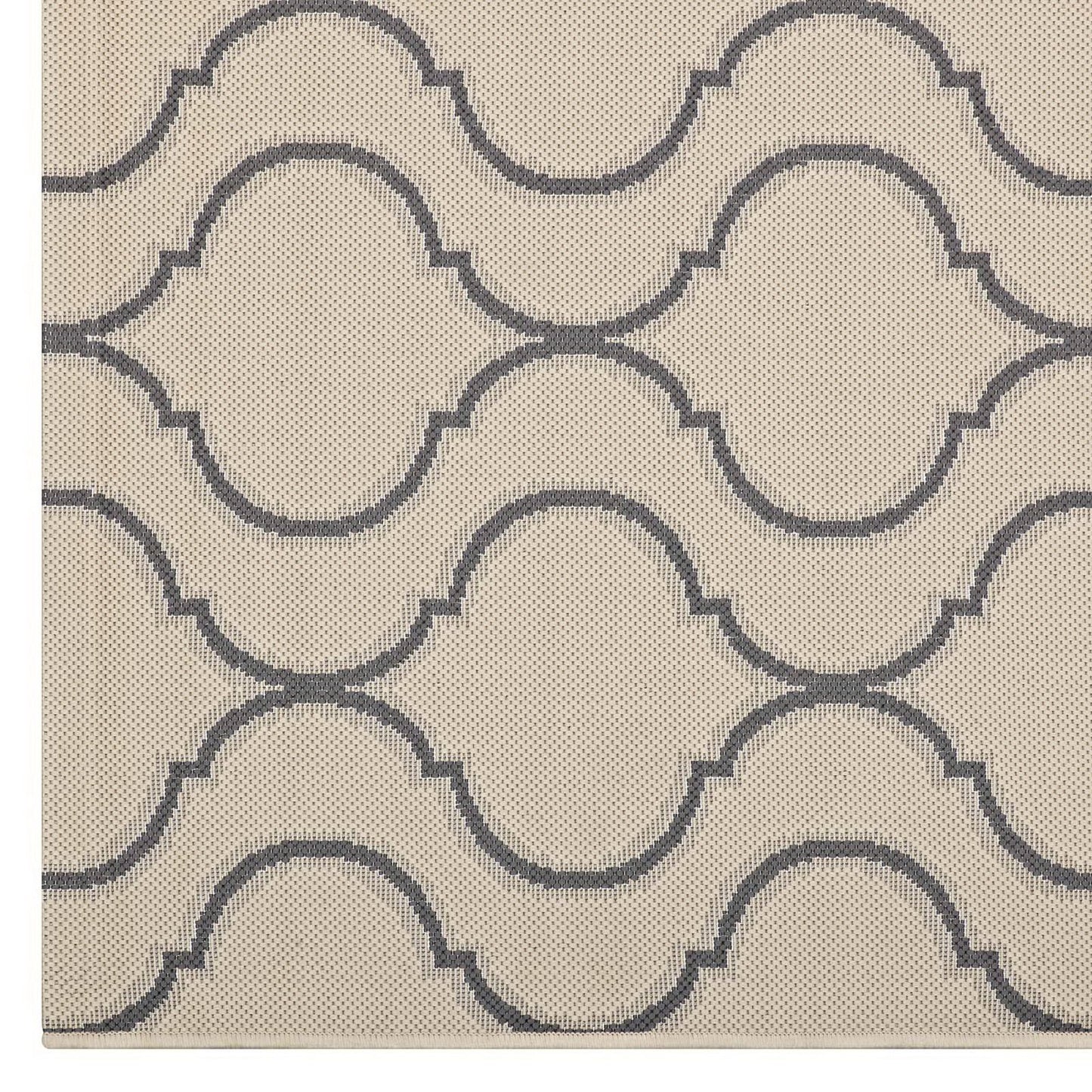 Modway Outlet Linza Wave Abstract Trellis Indoor and Outdoor 8x10 Area Rug by Modway  Living Room Rugs Beige and Gray - R-1136A-810
