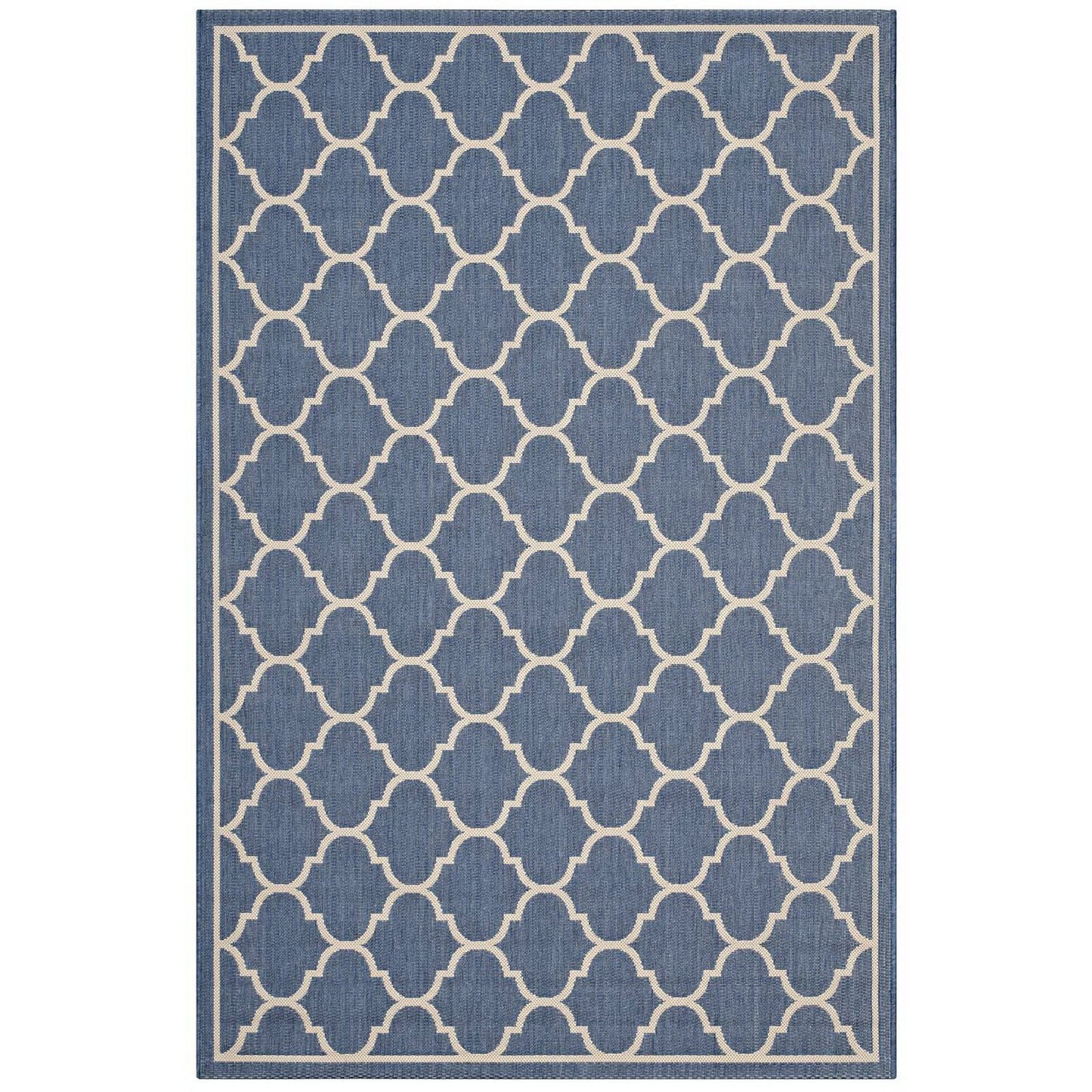 Modway Outlet Avena Moroccan Quatrefoil Trellis Indoor and Outdoor 8x10 Area Rug by Modway  Living Room Rugs Blue and Beige - R-1137A-810