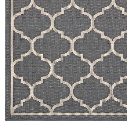 Modway Outlet Avena Moroccan Quatrefoil Trellis Indoor and Outdoor 5x8 Area Rug by Modway  Living Room Rugs Gray and Beige - R-1137B-58