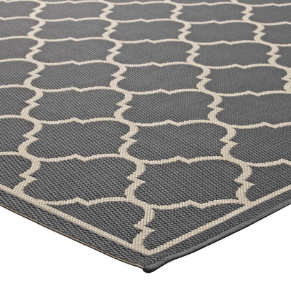 Modway Outlet Avena Moroccan Quatrefoil Trellis Indoor and Outdoor 5x8 Area Rug by Modway  Living Room Rugs Gray and Beige - R-1137B-58
