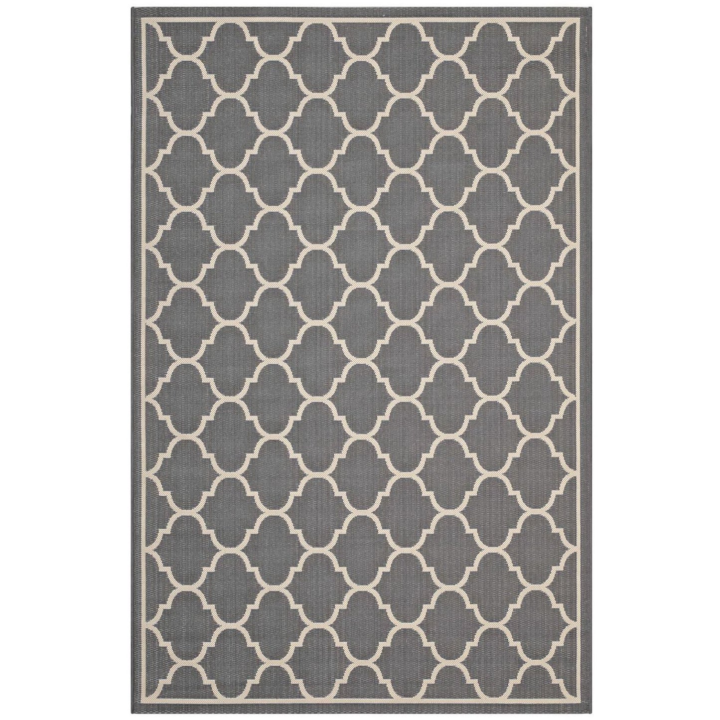 Modway Outlet Avena Moroccan Quatrefoil Trellis Indoor and Outdoor 8x10 Area Rug by Modway  Living Room Rugs Gray and Beige - R-1137B-810